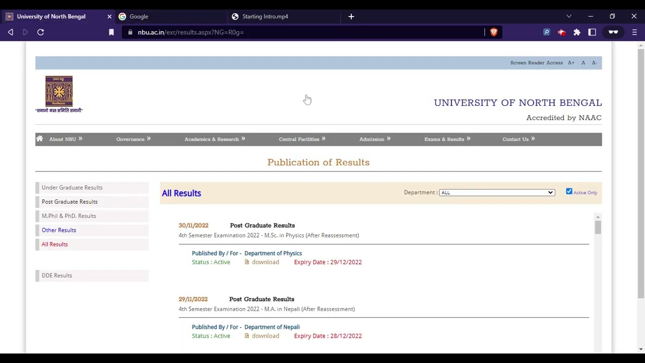 NBU Result 2022 (Released) - Check North Bengal University 2022 UG, PG Results