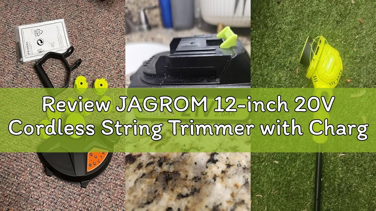 Review JAGROM 12-inch 20V Cordless String Trimmer with Charger, 2 X 2.0Ah Battery Powered with Auto