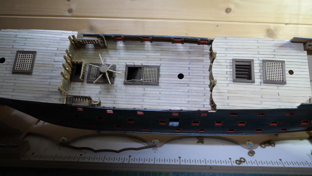 Sovereign of the Seas, Wooden Model Kit by Deagostini Customised build,     Adding hatches.