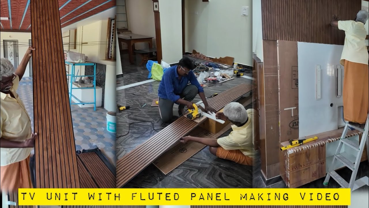 Tv unit with fluted panel making video 10*7 - Sakthi interior Pollachi 