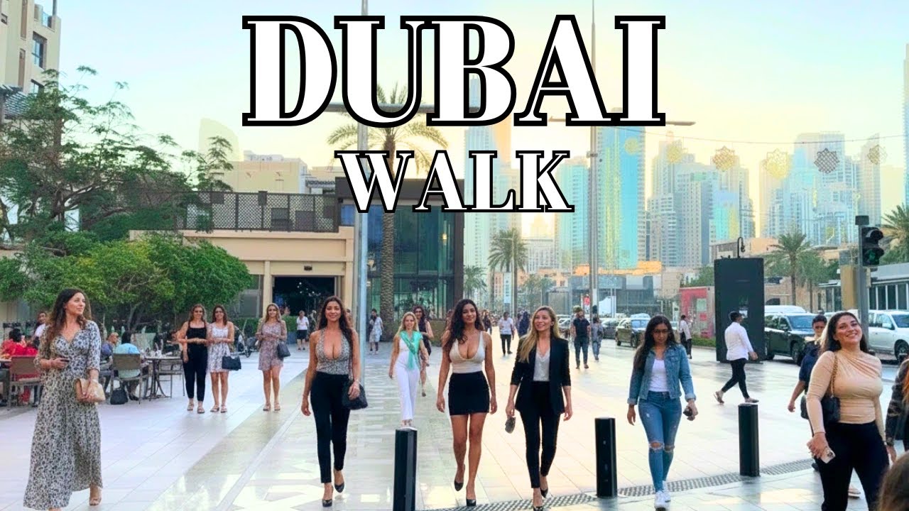 Dubai Downtown Walk — Modern City Streets in 4K