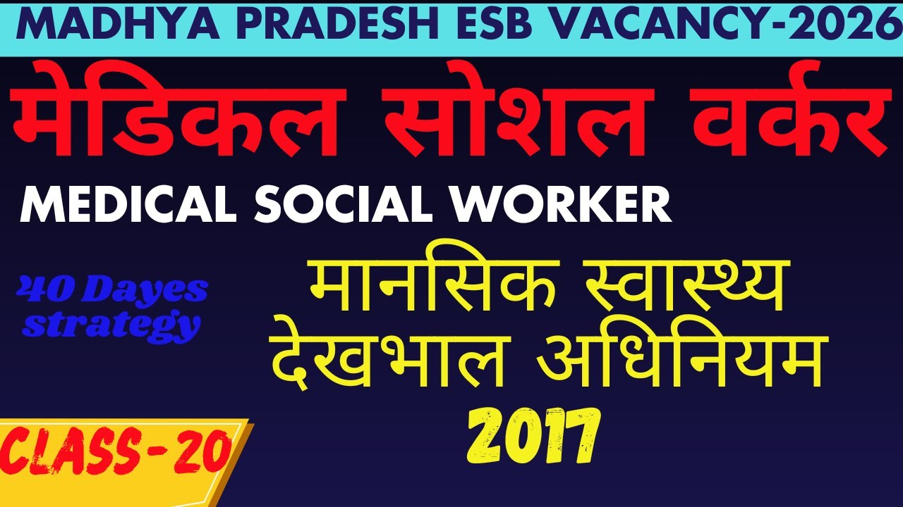 मानसिक स्वास्थ्य देखभाल अधिनियम 2017  I MCQ I MSW
