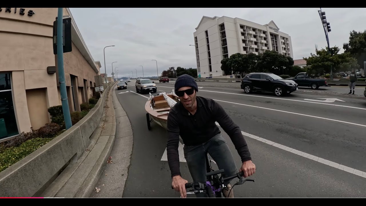New stronger bike sailing tow wheels in traffic supporting my 400 lb skiff the First Mod.