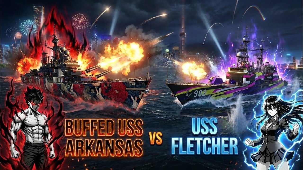BUFFED USS ARKANSAS VS USS FLETCHER 🥶☠️ || WHO IS REAL KING 👑 #modernwarships #fletcher #arkansas 