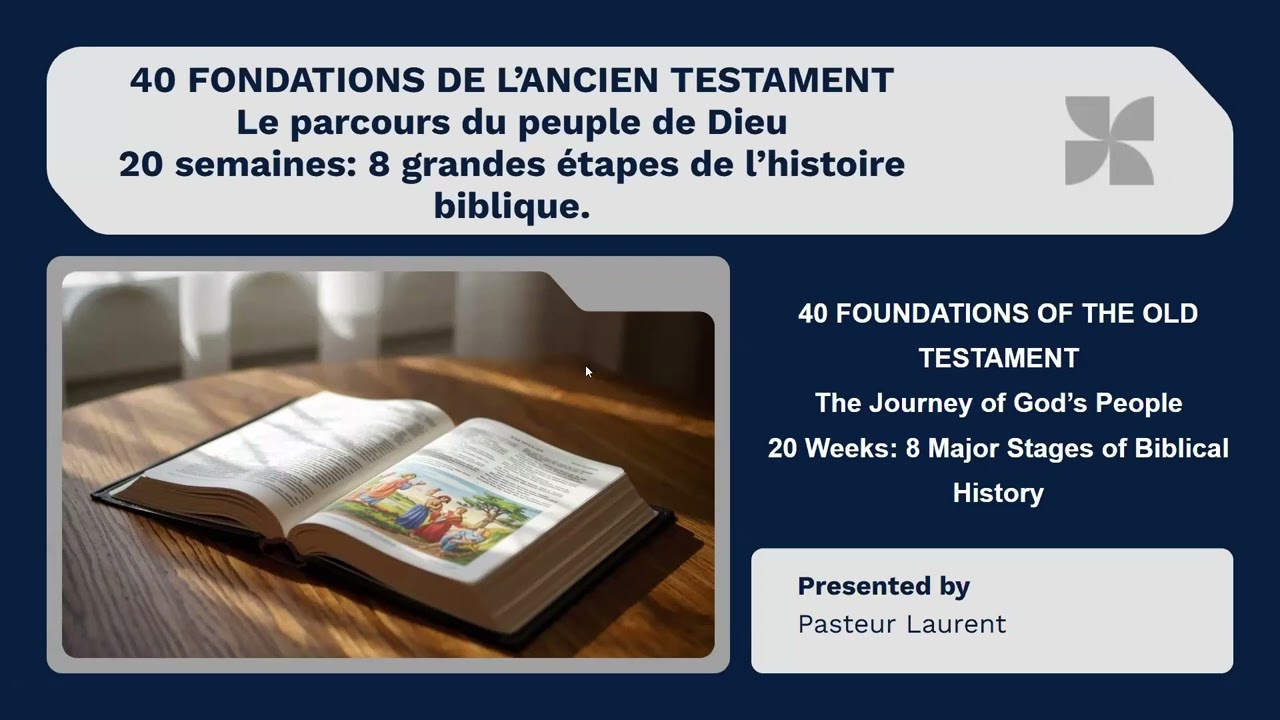 40 FONDATIONS DE L’ANCIEN TESTAMENT:Le parcours du peuple de Dieu |Semaine1: La creation et la Chute