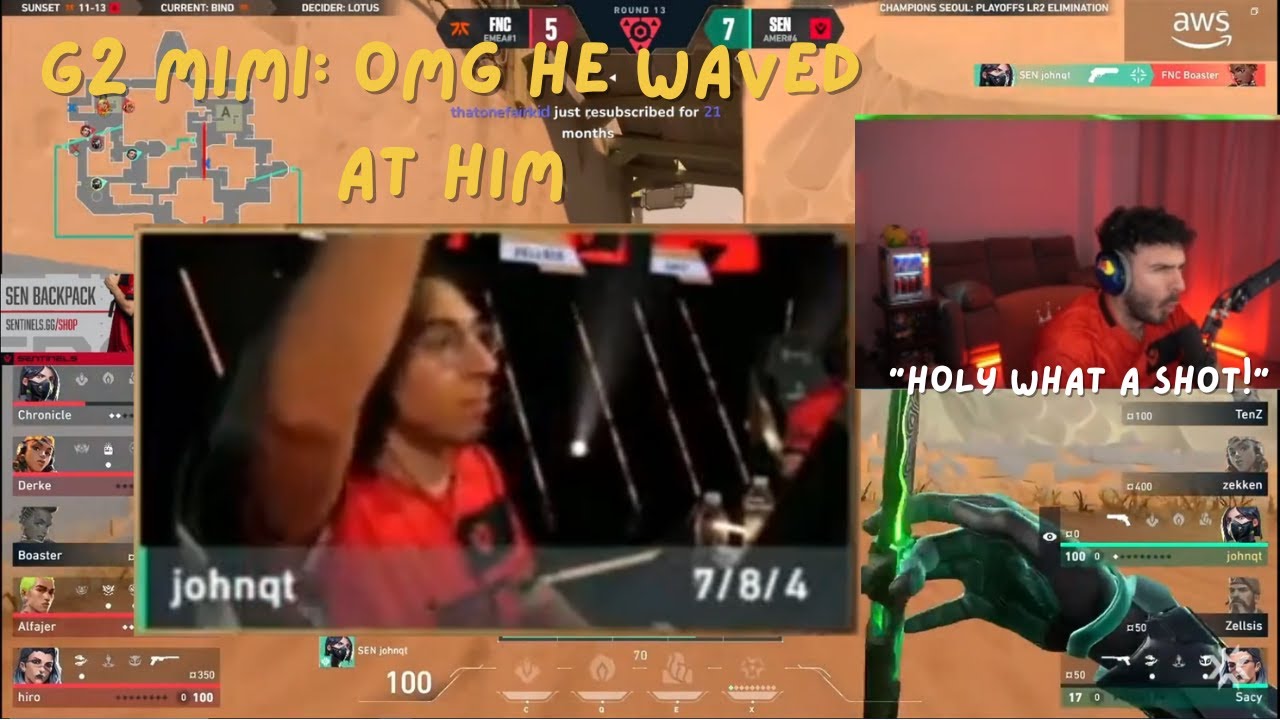 SEN Tarik AND G2 MIMI REACT TO JOHNQT INSANE AIM !! ( SEN vs. FNC)