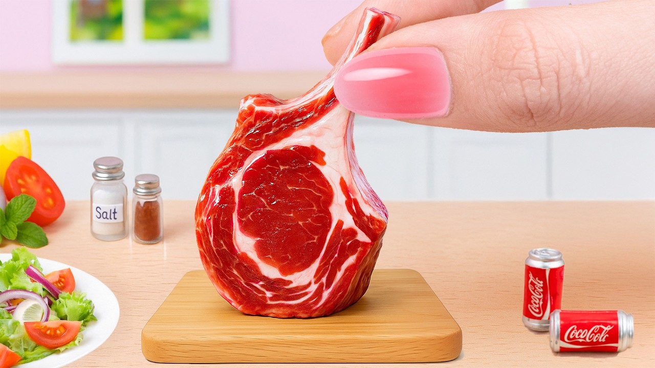 Amazing Miniature Cooking Food 🥩 How to Cook Beef Steak with Mushrooms and Covered Cheese