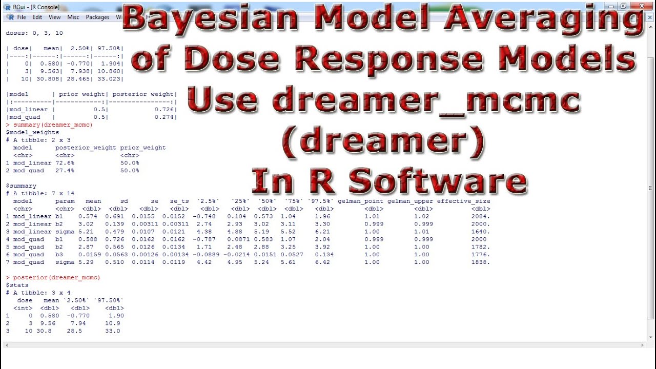 Bayesian Model Averaging of Dose Response Models Use dreamer_mcmc (dreamer) With (In) R Software