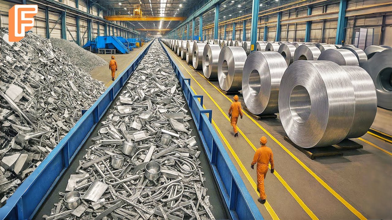 How Scrap Steel Pieces Are Recycled Into New Products In Massive Steel Recycling Factory