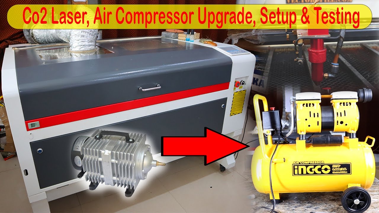 Co2 Laser Air Compressor Upgrade, Setup & Testing Upgraded Air Assist for Co2 Laser Cutting Machine