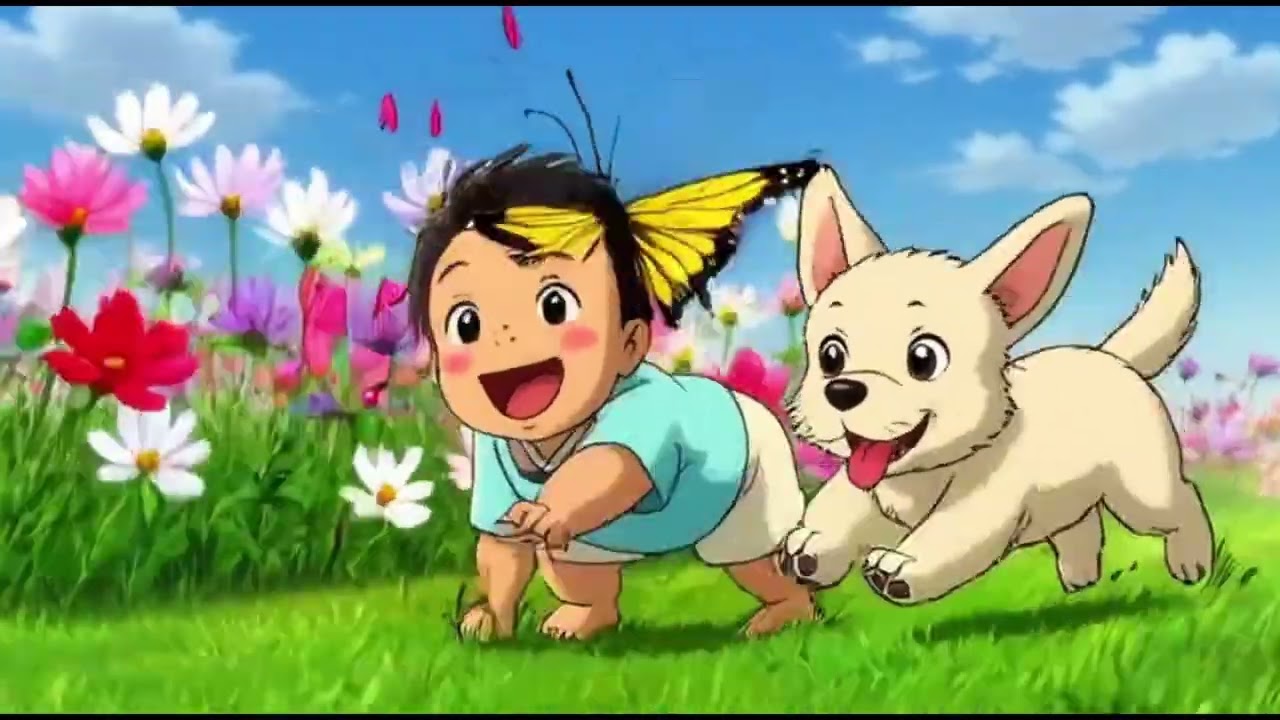 A Peaceful Day in a Korean Village | Ghibli Style AI Animation (Baby & Puppy)  #GhibliVibes