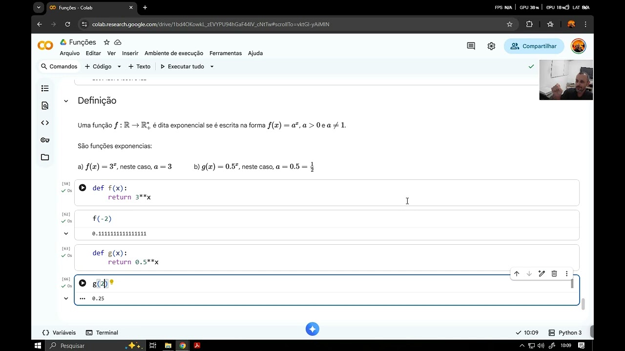 Aula 10: Definindo a Função Exponencial - Funções no Google Colab (FC)