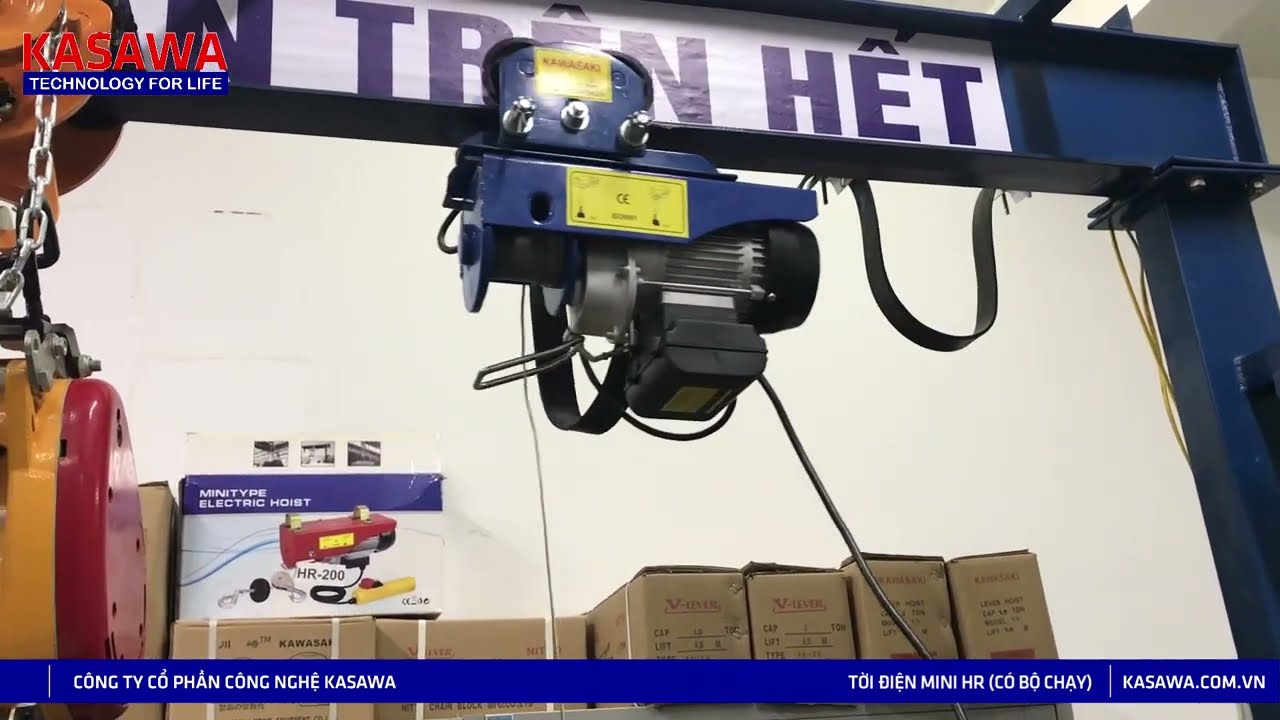 Tời Điện Mini Kawasaki có bộ di chuyển trên dầm, máy chạy êm, kéo khỏe, giá tốt .......