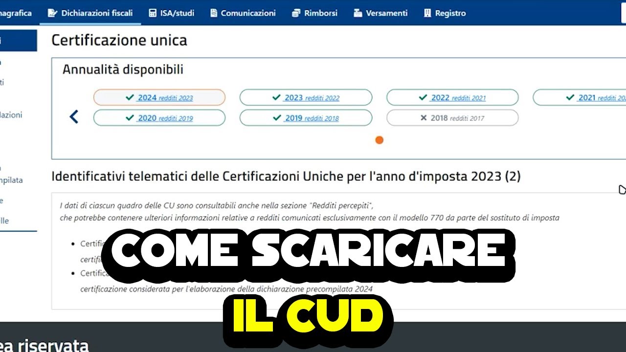 Come scaricare il CUD (certificazione unica) dal sito dell'agenzia delle entrate