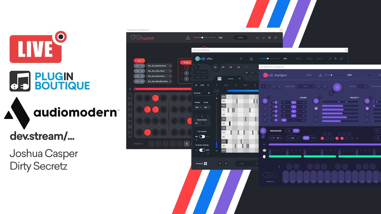 dev.stream/ ... Audiomodern | Chordjam, Riffer & Playbeat w/ Dirty Secretz