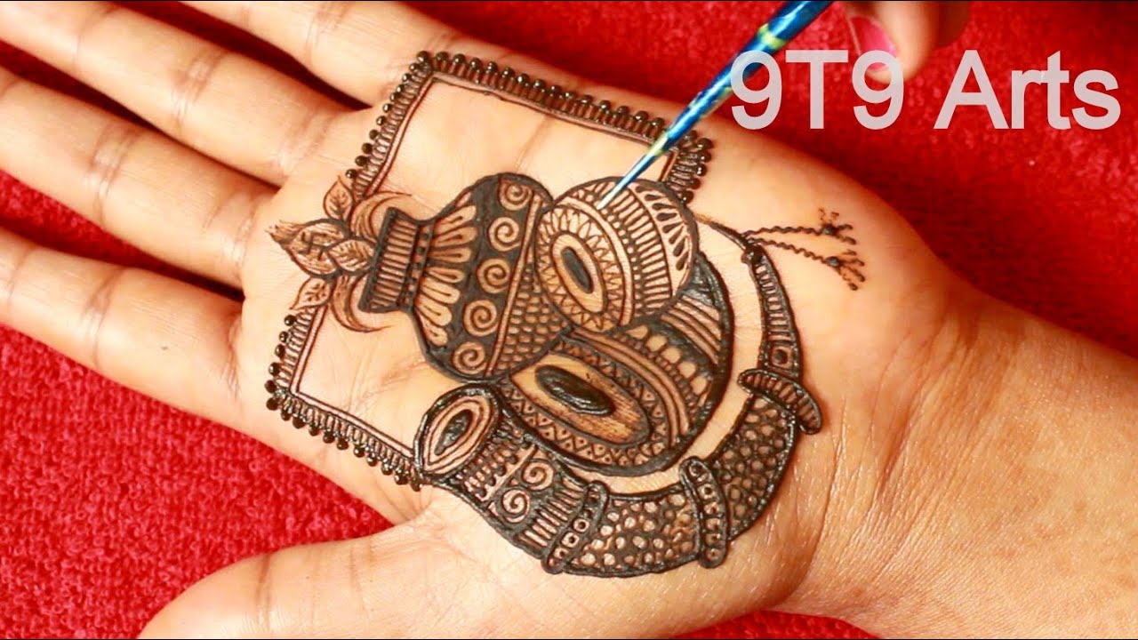 Designer Palm Mehndi for Front Hands||How to Draw Dhol Shehnai Mehndi Designs||Easy & Simple Mehndi