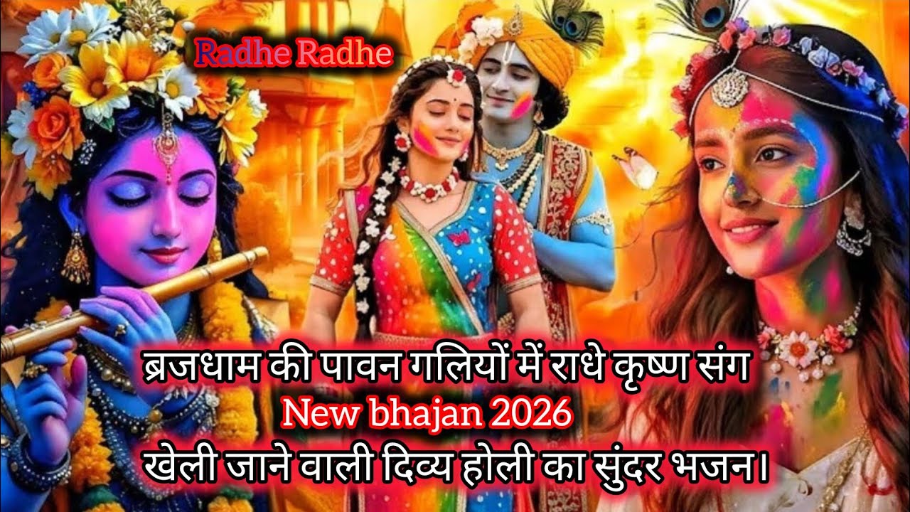 ब्रज में आई रंगों भरी होली 🌸💖 | राधे कृष्ण प्रेम और भक्ति होली भजन 🎨🙏New Holi bhajan Radhe Radhe (💓)