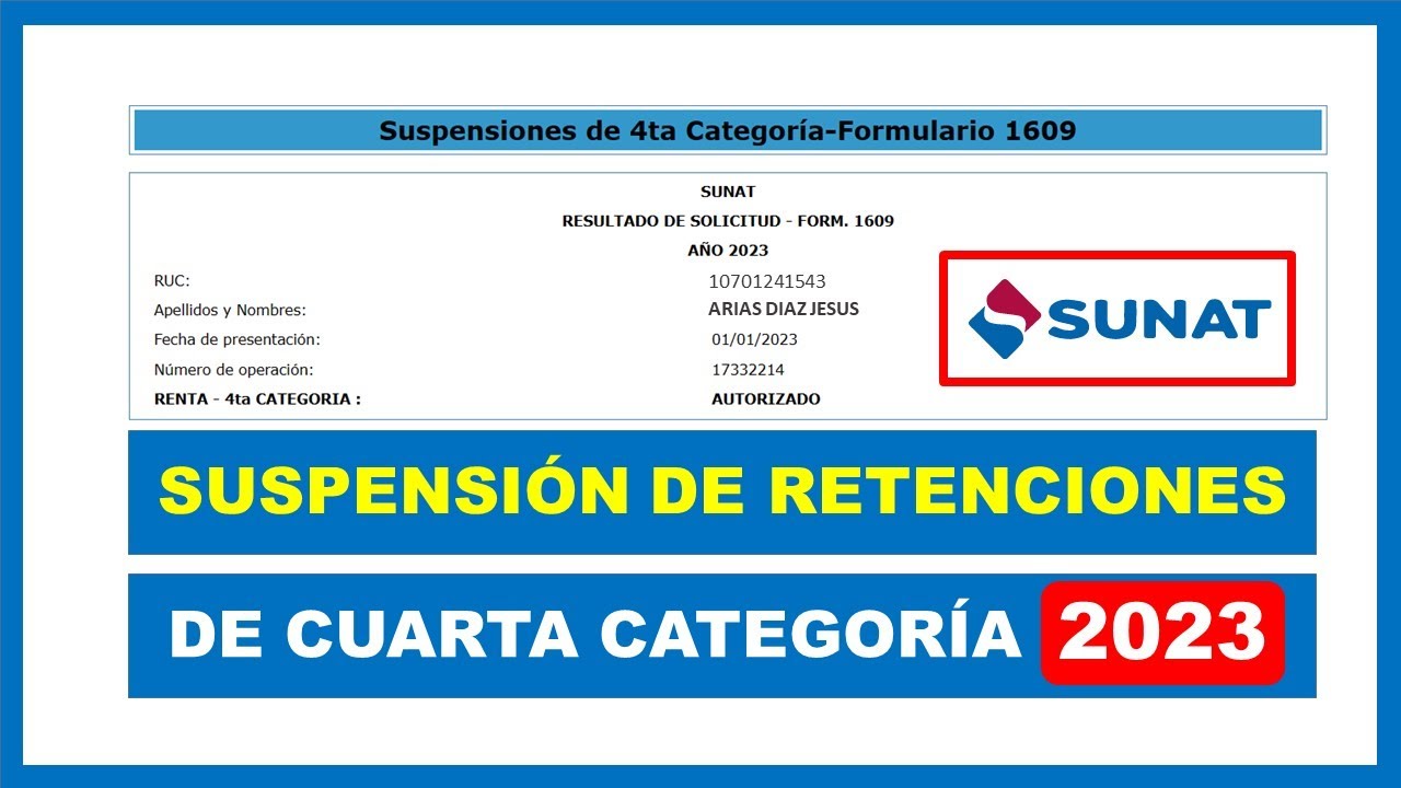 Suspensión de Cuarta Categoría 2023 - SUNAT