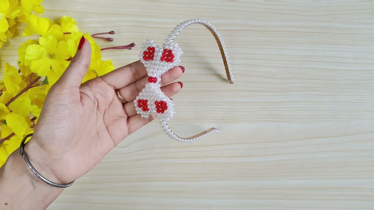 Diy fancy girl hair accessories | diy pearl hairband | handmade pearl hairband