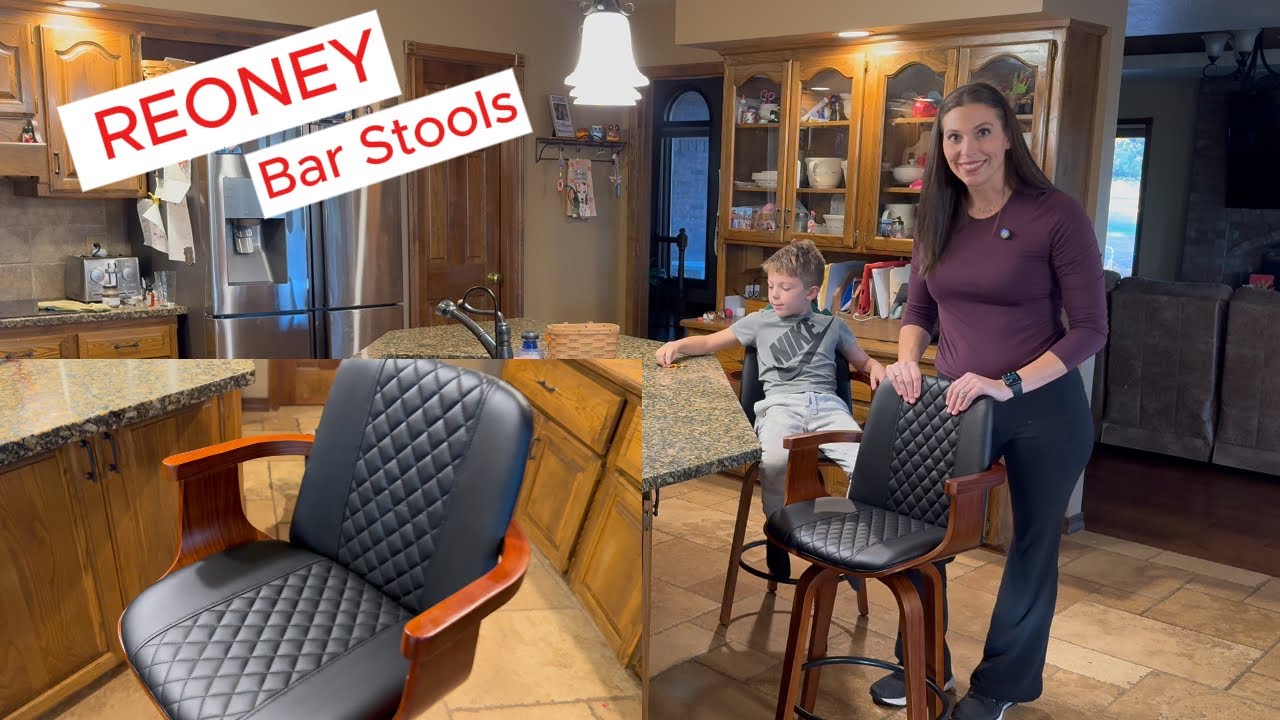 REONEY Bar Stools, 360 swivel, with arm and foot rests! 