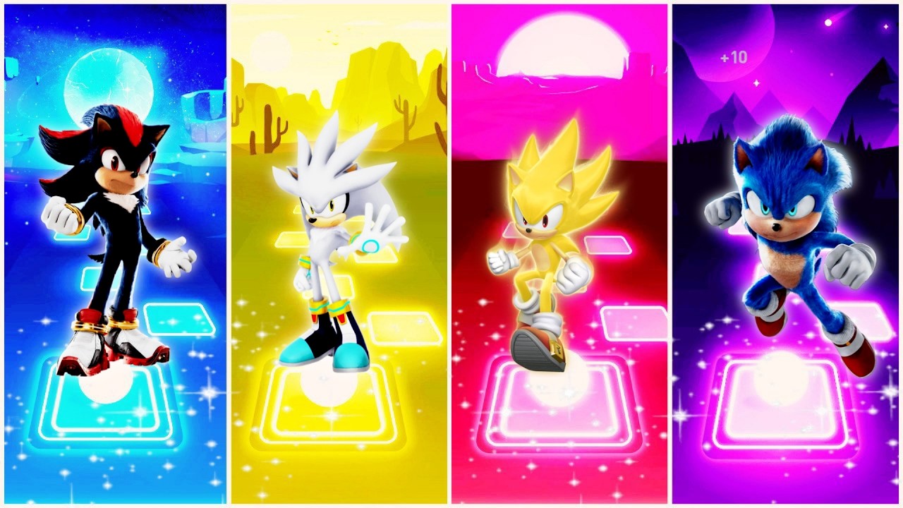 Shadow the Hedgehog 🆚 Silver the Hedgehog 🆚 Super Sonic 🆚 Sonic the Hedgehog | Tiles Hop EDM Rush