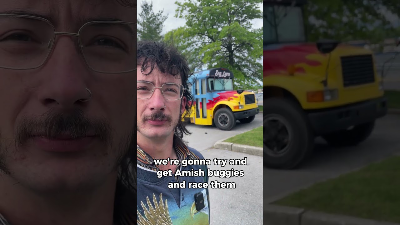Think the Amish will let us race? #america #amish #roadtrip #schoolbus #freefueb #adventure