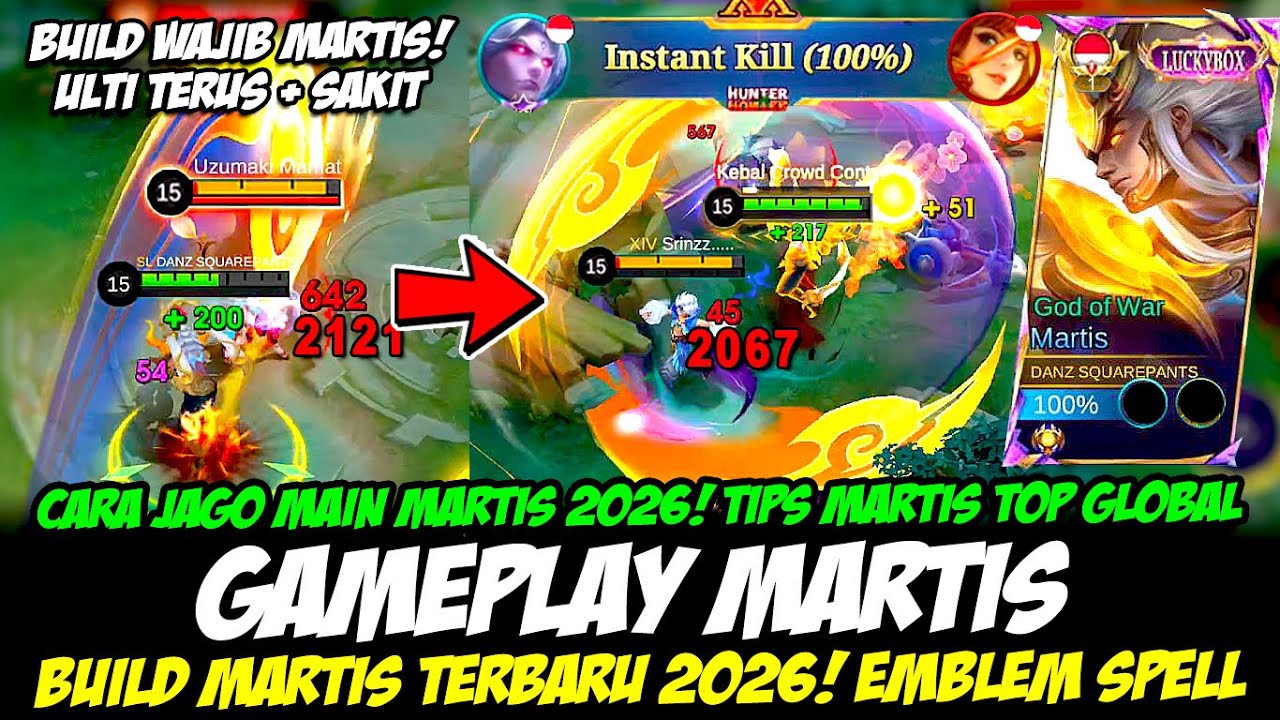 CARA JAGO MAIN MARTIS 2026❗TIPS MARTIS SAKIT + 1 HIT DI LANE❗BUILD MARTIS TERBARU 2026❗MARTIS 2026