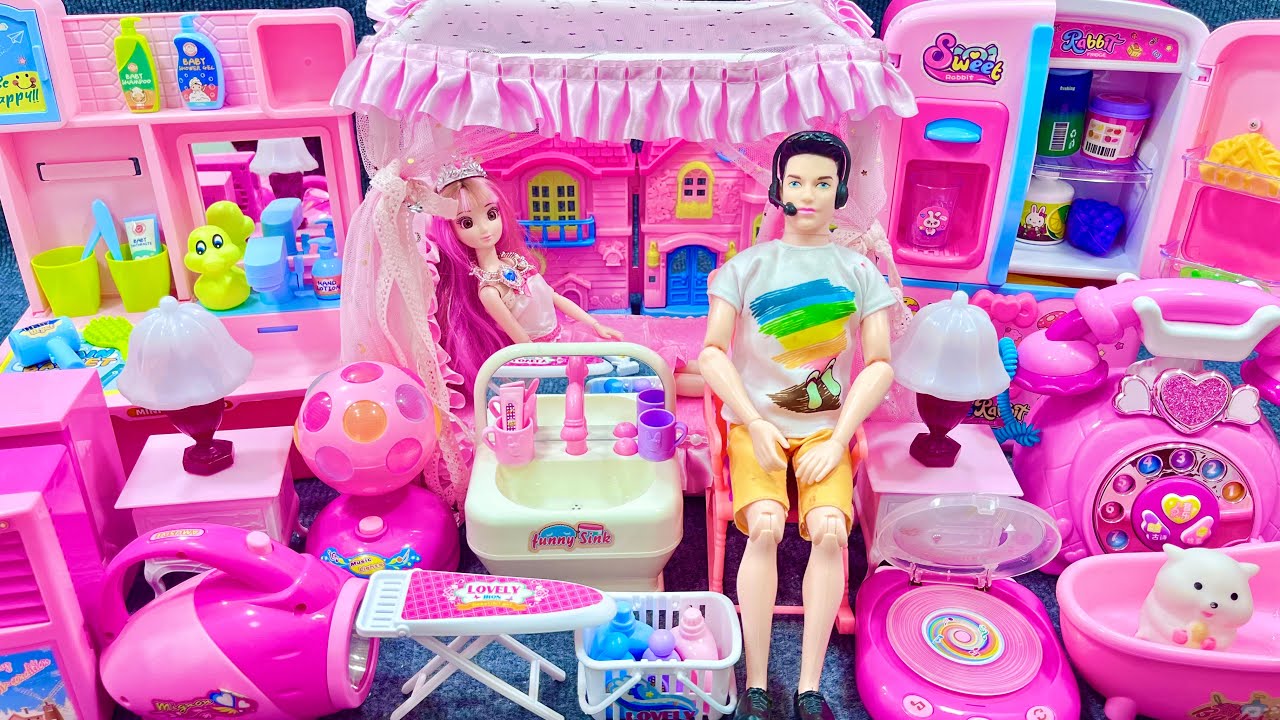 12 Minutes Satisfying with Unboxing Barbie Princess Pink Bedroom, Rock Bed Play Set Review Toys｜ASMR