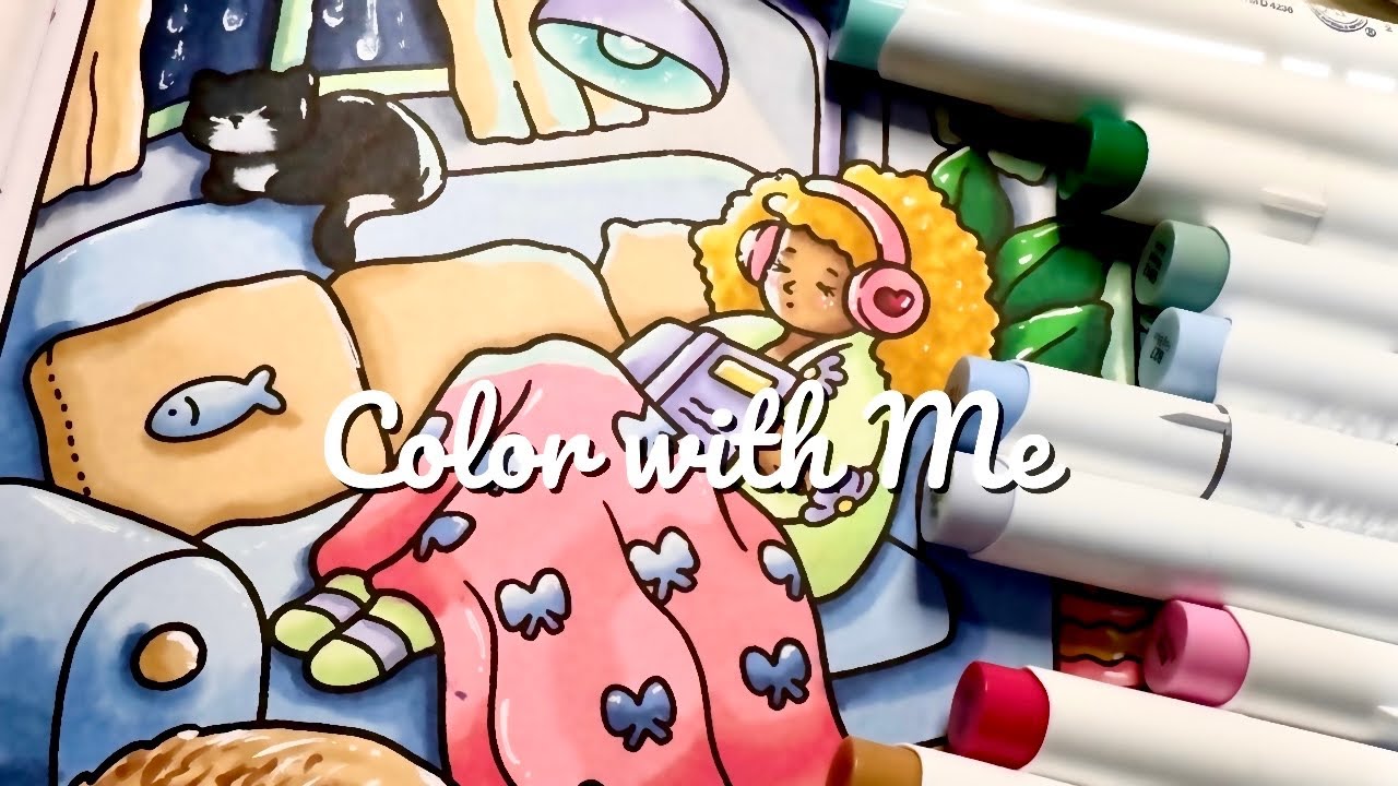 Color With Me ASMR☕🌧️ | Cozy Rainy Night Coloring, Cold Lights & Calm Aesthetic | HueRains