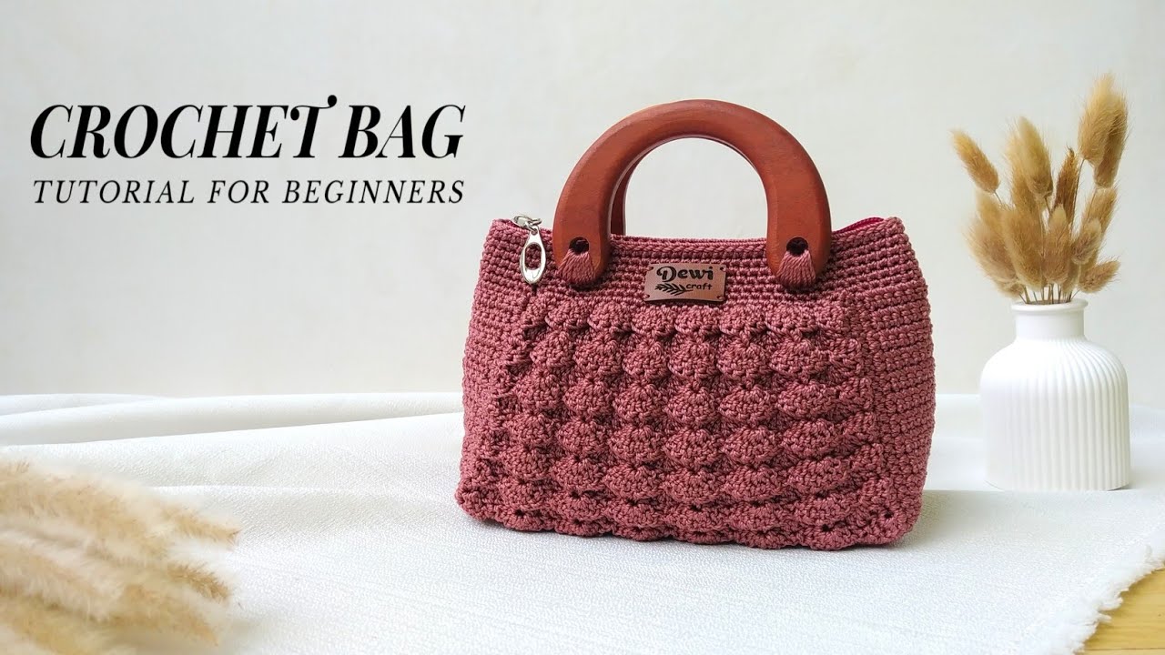 Handmade Crochet Bag Tutorial with Wooden Handle | Neat Texture & Elegant Look