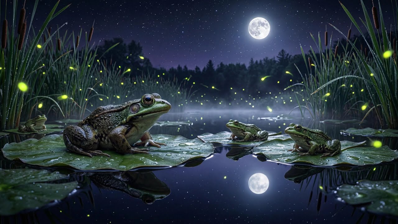 🌙 10 Hours of pure Serene Summer Night Crickets & Frogs Sounds | Pond Sounds for Sleep & Meditation