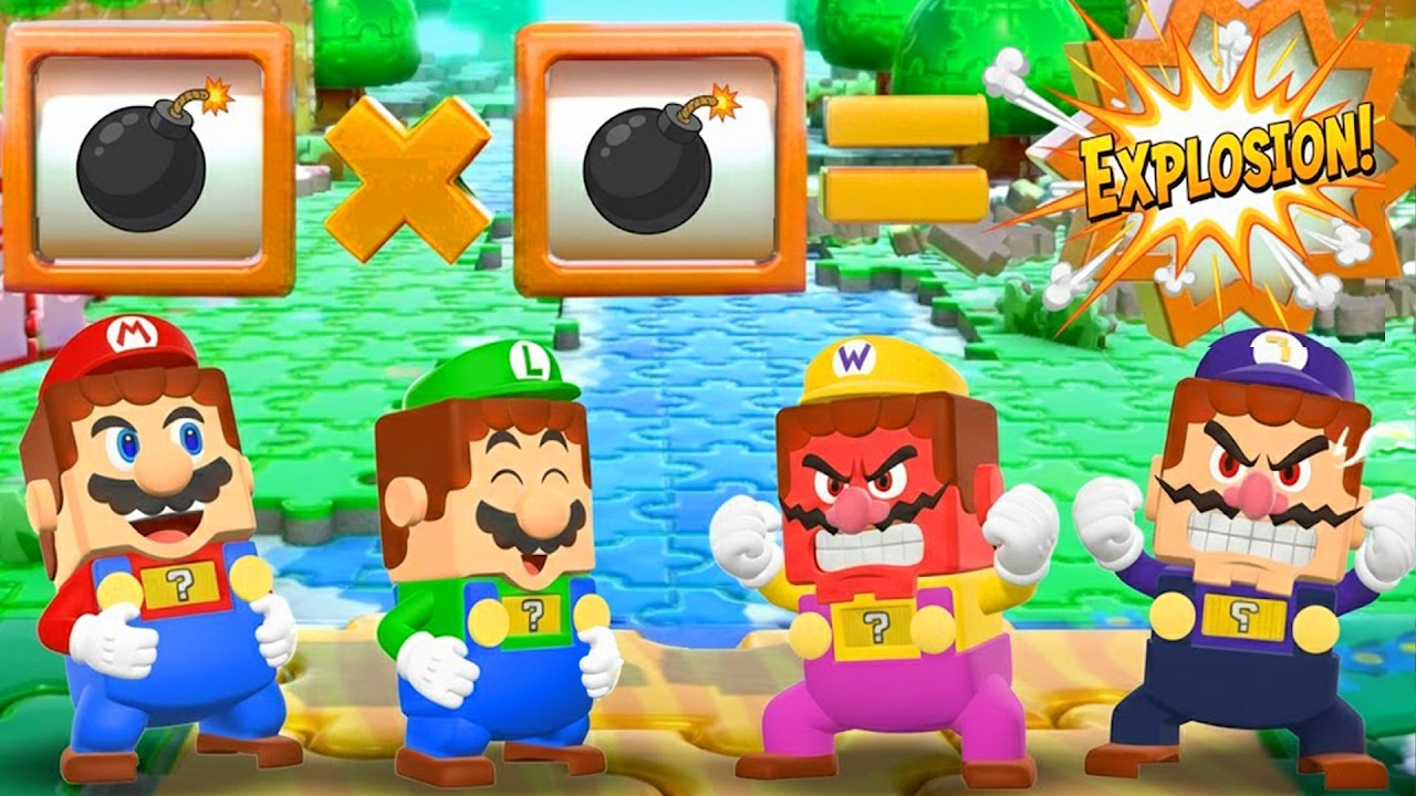 Super Mario Party Minigames - Mario Lego VS Luigi VS Wario VS Waluigi (Hardest Difficulty)