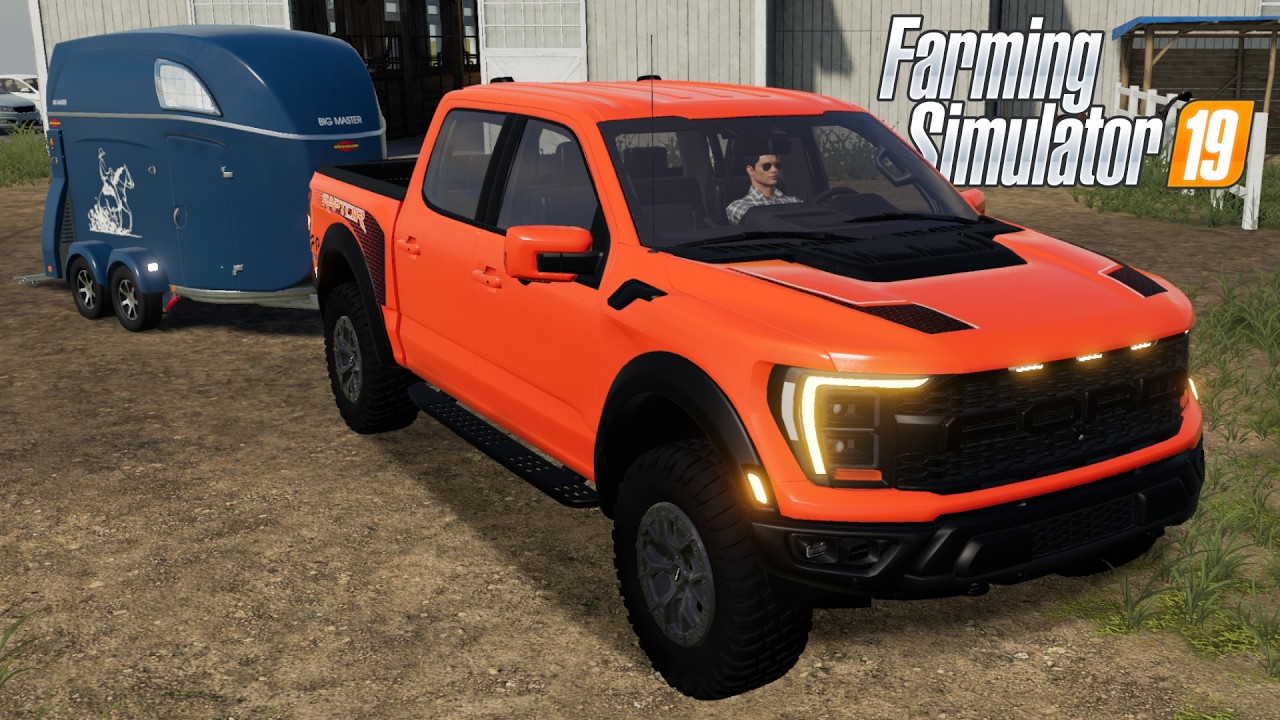 FS19 - 2022 FORD F-150 Raptor with HORSE TRAILER - NEW CAR MOD for Farming Simulator 2019 ROLEPLAY