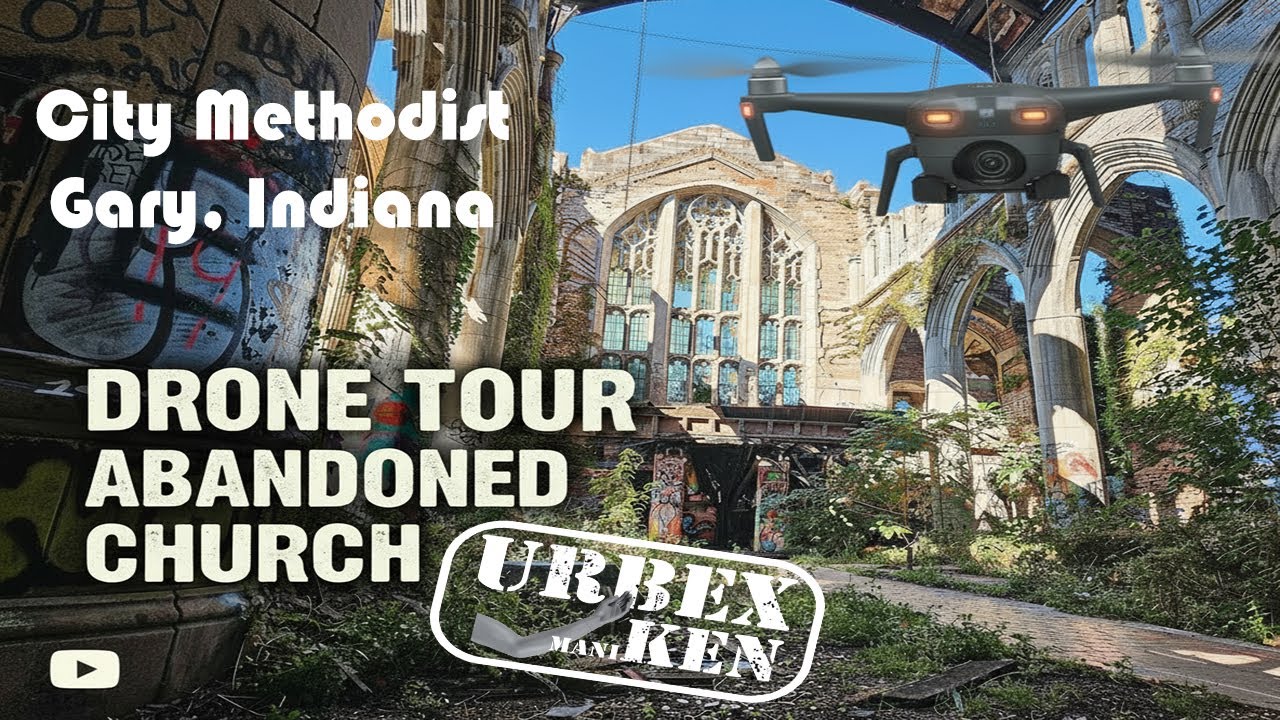 Drone Tour of the Abandoned City Methodist Church in Gary Indiana