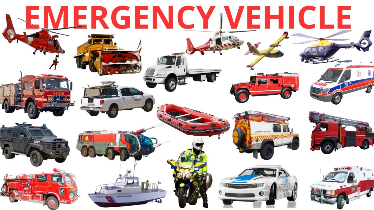 Emergency Vehicles for Kids | Learn Names of Rescue Vehicles | Police Car, Fire Truck and Ambulance