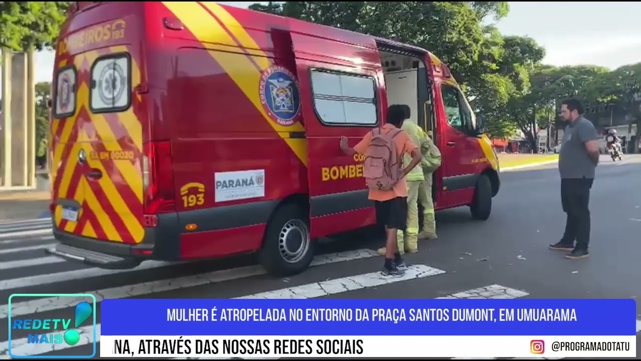 Mulher é atropelada no entorno da Praça Santos Dumont, em Umuarama