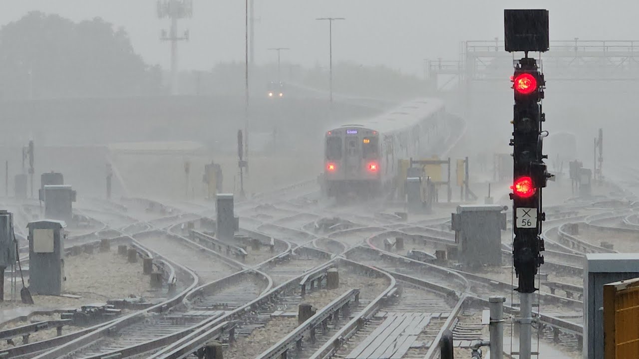 CTA TRAIN ACTION: Heavy Rainstorm at Howard (2025) || 8.12.2025