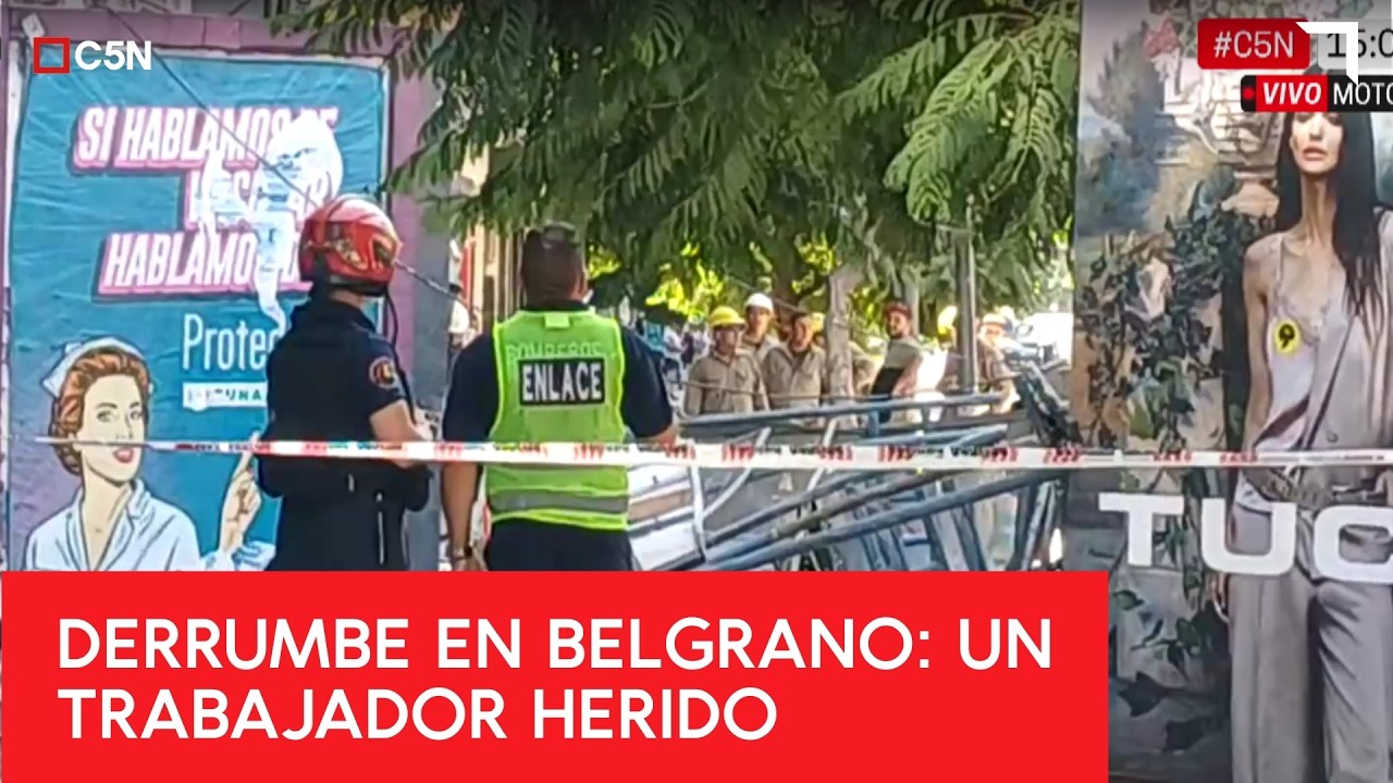 DERRUMBE en BELGRANO: trabajadores CAYERON desde un andamio de 3 METROS de ALTURA