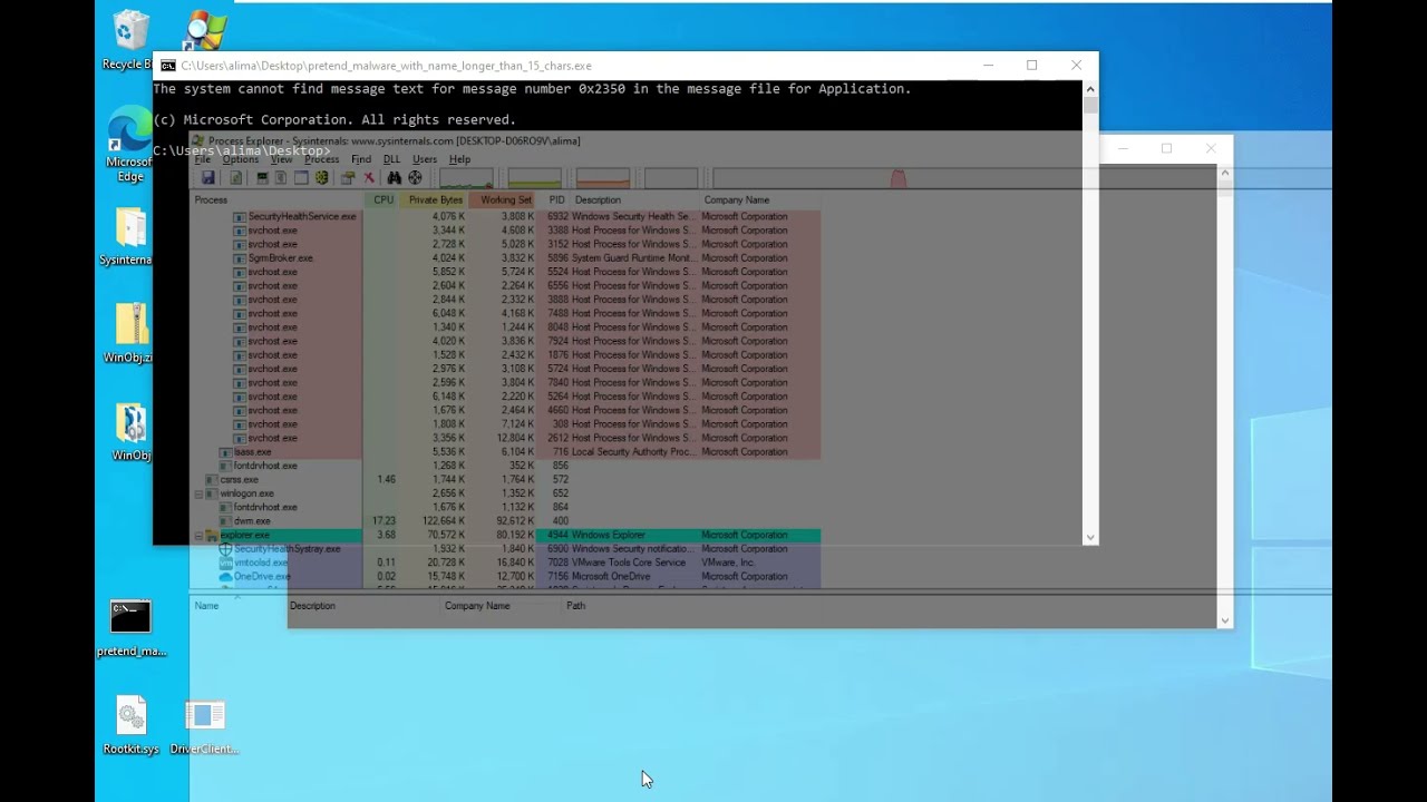 Demo: x64 Windows Rootkit - hiding a process