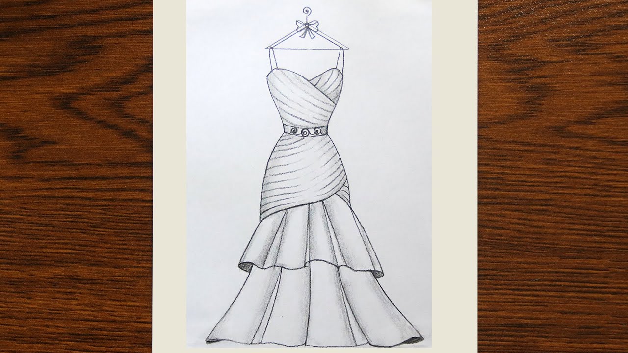 How to draw a beautiful dress for beginners || تعلم كيف ترسم فستان || كيفية رسم فتاة