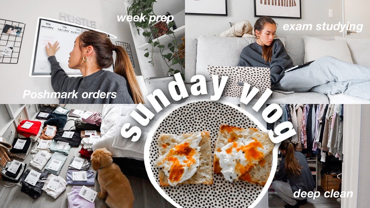 *productive* sunday in my life | deep cleaning, week prep, packing poshmark orders, studying, etc!