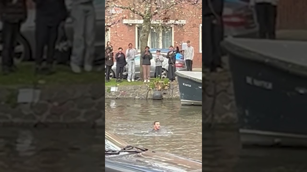 Good Samaritan jumps into canal to save drowning seagull