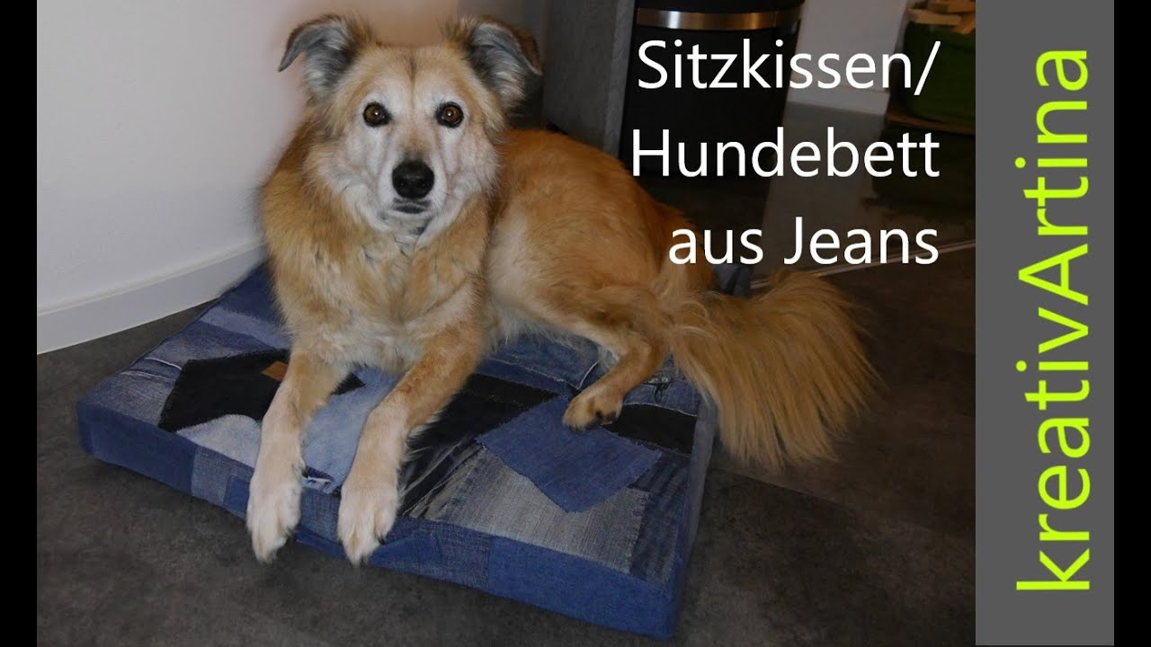 Hundebettchen oder Sitzkissen aus Jeansresten, Upcycling