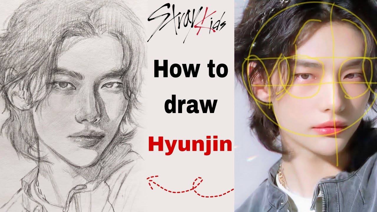 How to draw hyunjin skz step by step