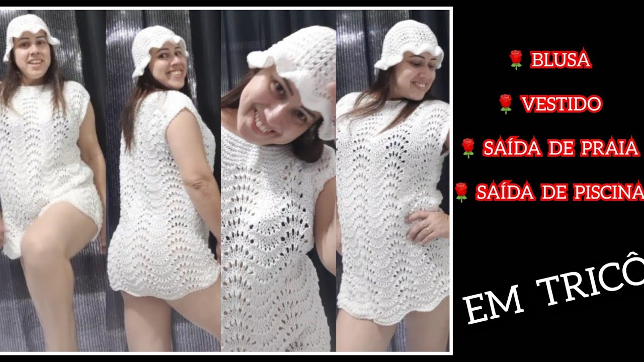 SAÍDA DE PRAIA OU PISCINA EM TRICÔ 👉 PODE SER BLUSA OU VESTIDO