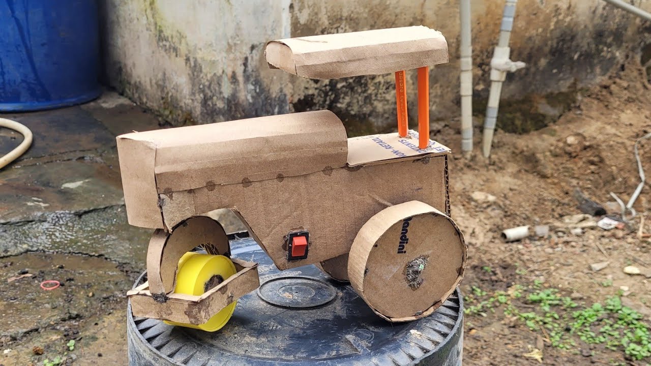 How to Make a Working Cardboard Road Roller | Gear Motor Powered Mini Model
