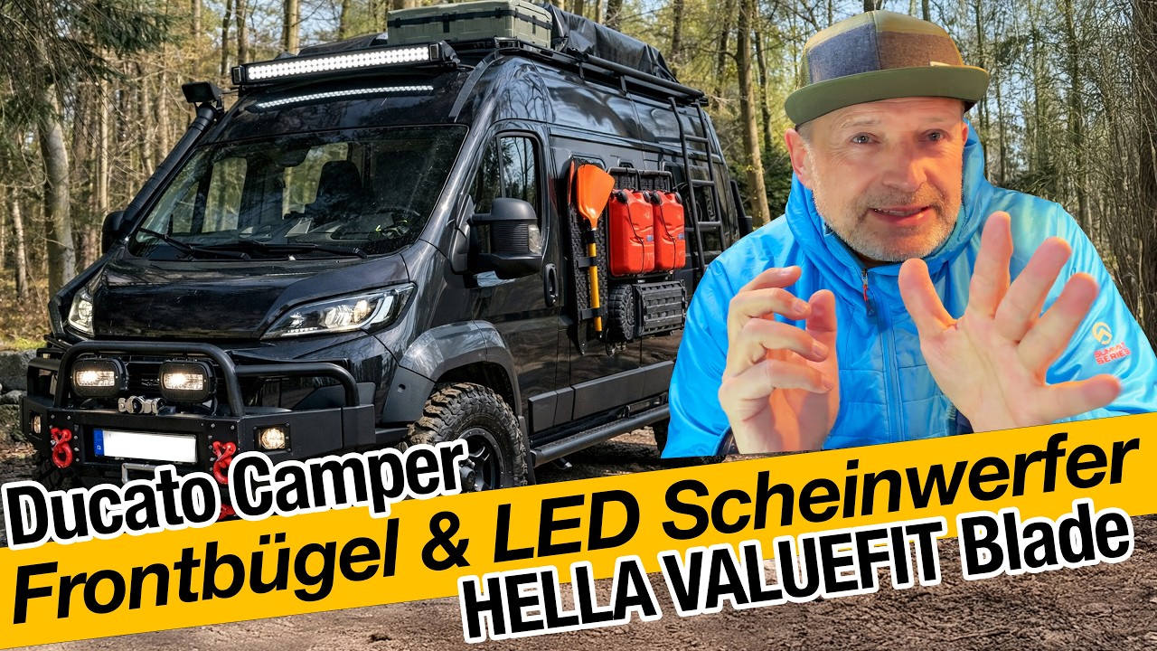 Ducato Frontbügel + HELLA Zusatzscheinwerfer: legal, sauber, richtig hell (ECE/Ref. 25)