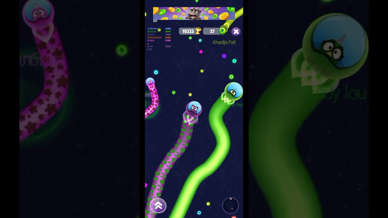 Scored 52,000++ ! Play and become king 🤴 | trap other snakes | #talkingtom #snakeworms #viral #tom