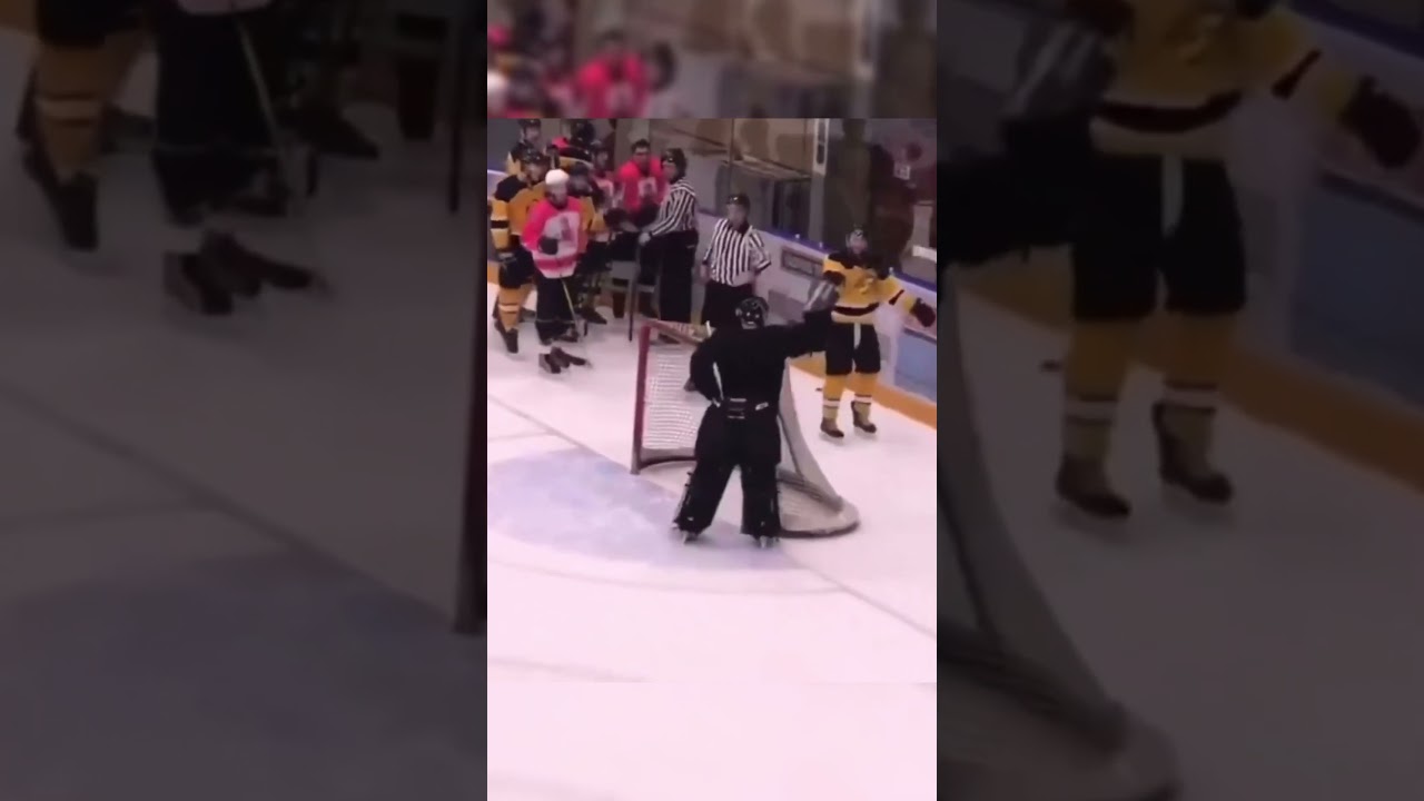 GOALIE BREAKS PLAYER STICK IN BEER LEAGUE. All-time gutty move. (🎥: chevysourceforsports/IG)