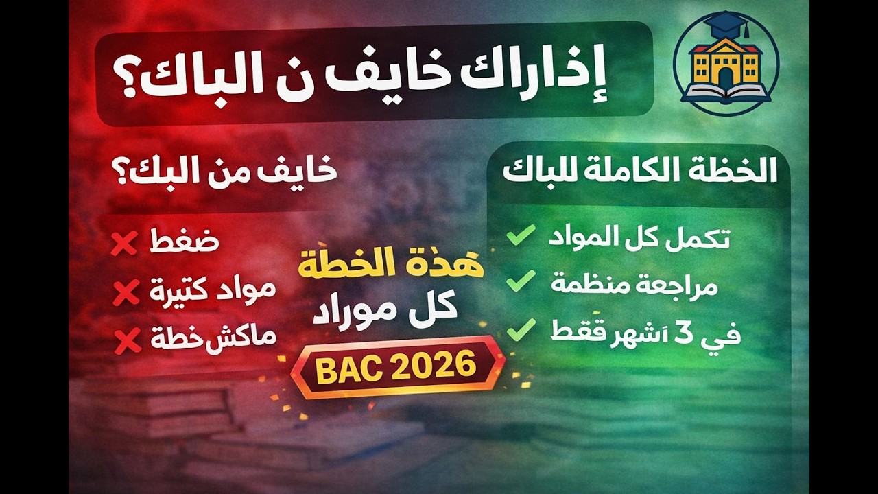 🎓 الخطة الكاملة : إذا راك خايف من الباك… هذاالخطة تخليك تكمل كل المواد في 3 أشهر بصح..!
